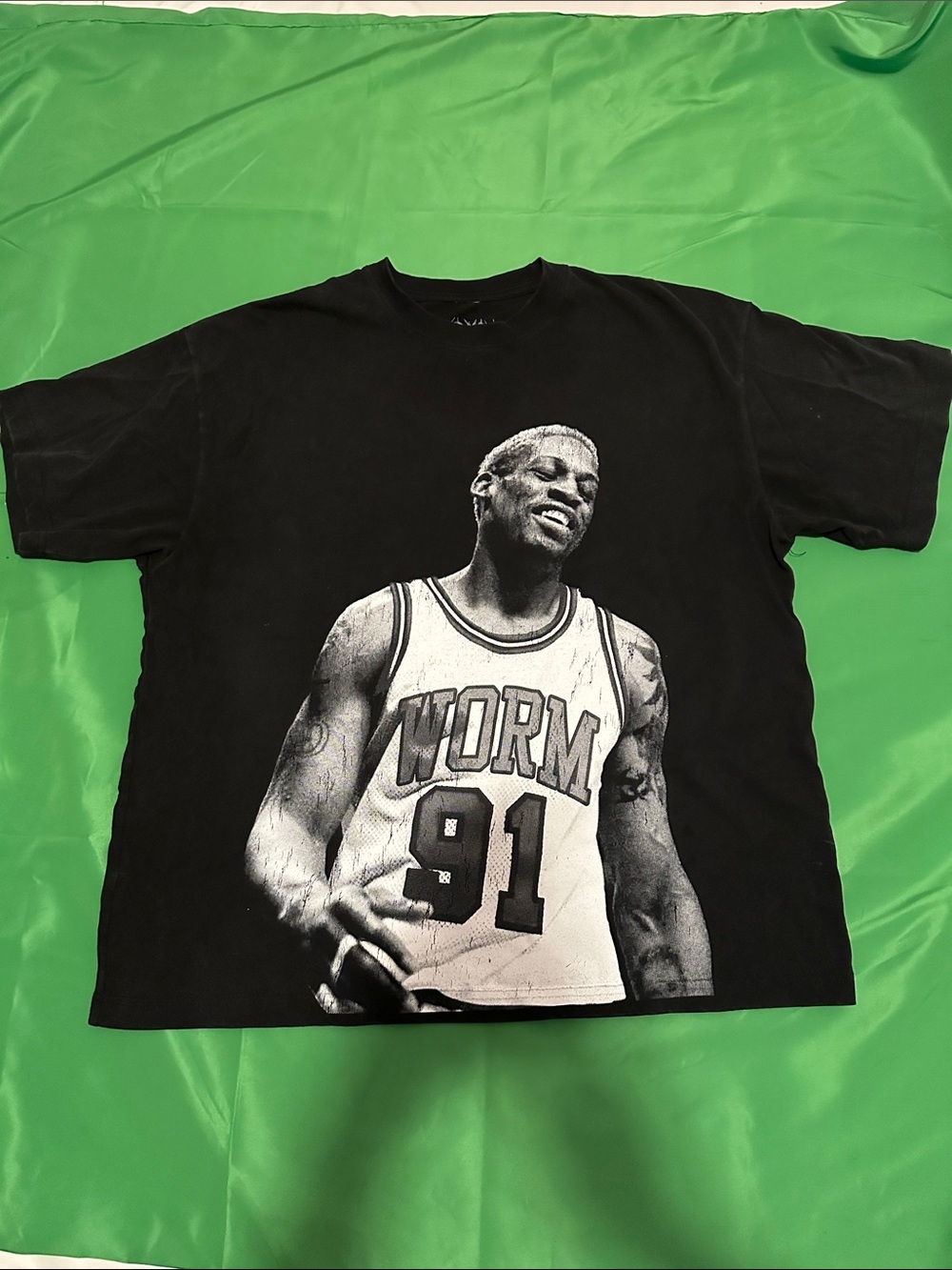 Denise Rodman Graphic Tee with Bold Mono Basketball Print